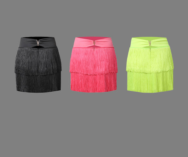 Free Australia-wide Shipping.  Best Price Worldwide.   Versatile & Stylish!  Every dancer's wardrobe needs a fringe mini skirt, and our Lush Fringe Skirt has landed just in time!  Designed with a metal V cut out just above your hip at the back.  High-waist cut and layered fringe details.  Perfect for latin, Samba & Salsa practice, floorshows and competition. 
