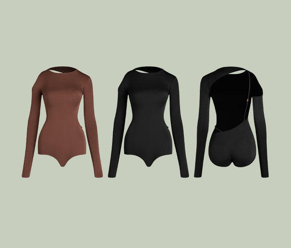 ZYM SSS Bodysuit 23118 in 2 Colours | Long Sleeve, Backless Bodysuit with Snap Closure for All Dance Styles