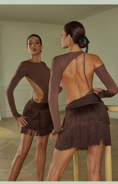 ZYM SSS Bodysuit 23118 in 2 Colours | Long Sleeve, Backless Bodysuit with Snap Closure for All Dance Styles