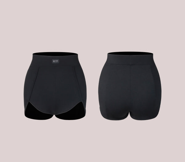 ZYM Extend Dance Shorts 2388 in Black | High Waisted Stretch Shorts with Removable Hip Pads
