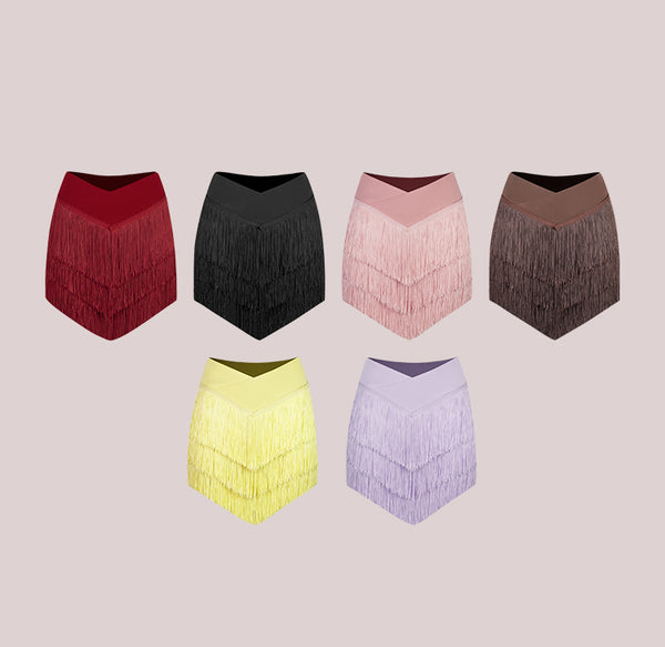 ZYM Luxe Fringe Skirt in 6 Colours 24067 | Short Fringe Skirt for Latin, Salsa, Samba Dance Practice, Performance & DanceSport Competition