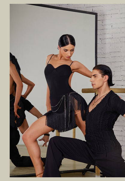 ZYM Lychee Aroma Bodysuit in Black 2409 | Backless Bodysuit with Spaghetti Straps, Snap Closure & Integrated Bra for All Dance Styles