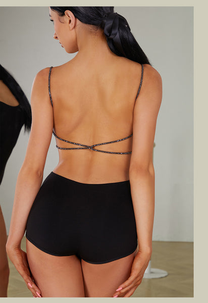 ZYM The Infinite Bodysuit 2411 | Sleeveless Bodysuit with Open Back with Spaghetti Straps, Built-In Cups & Snap Closure