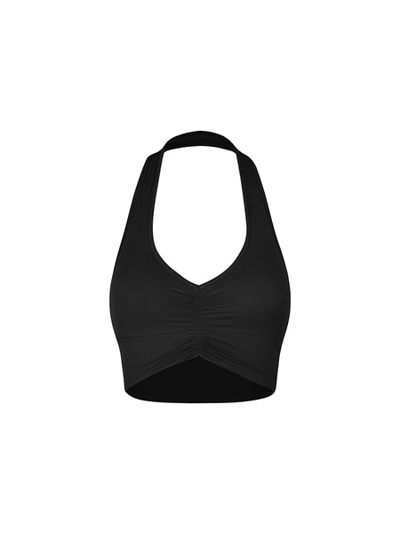 ZYM V Crop Top 25007 in Black For Latin & Salsa Dance Practice, Jazz & Modern Dance, Party & Clubbing Wear, Sleeveless Halter Crop Top