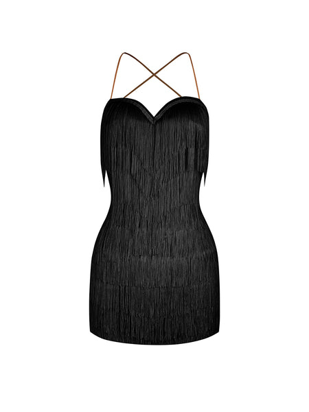 Free Australia-wide Shipping. Best price worldwide with tracking.
Lush Fringe Dress is made to move, and be noticed. Adjustable criss-cross straps frame the back and highlight the shoulders, letting butterfly bones stand out. Lightweight layered fringe adds texture, rhythm, and just enough drama. A mini hem shows off legs with polish, while the fluid silhouette balances clean lines and bold impact. Perfect for Latin, Samba & Salsa Performance, Shows & DanceSport Competition. Ask about our pr