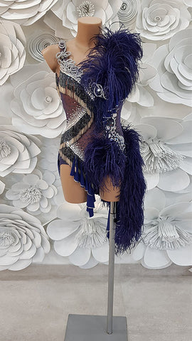 SALE Latin Dress "Blue Ostrich"