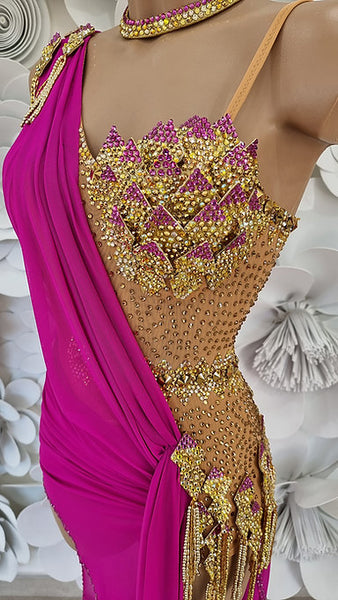 SALE Latin Dress "Fuchsia Gold"