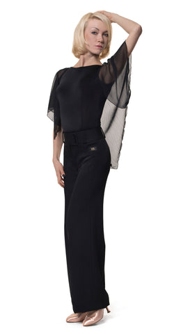 RS Atelier Daria Trendy Ladies Dance Practice Trousers Black Stripe Black | Ladies Fashion Trousers for Dance Practice, Teaching, Social Dancing & Day Wear