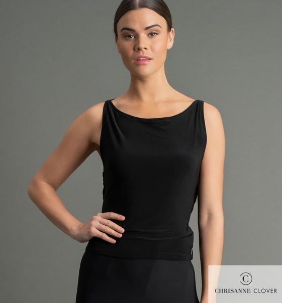 FREE AUSTRALIA-WIDE SHIPPING.  Best price worldwide with tracking.  This flattering sleeveless top is perfect for 10 dance with its sleek fitted front in contrast to its stunning crossover back. Looks great teamed with the Raya Trouser, Freya Latin Skirt and Luna Ballroom Skirt