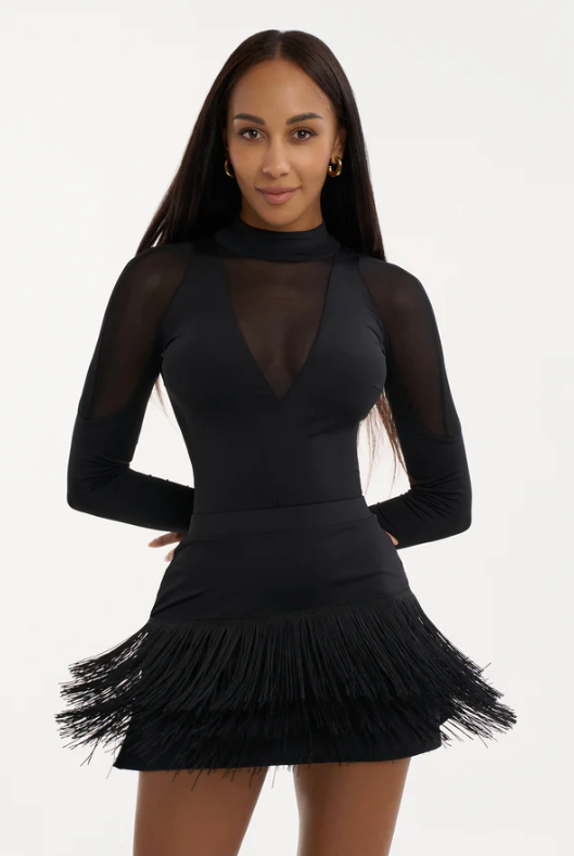 Latin Fringe Skirt "Cassandra" by Danza | Fringe Skirt with Built-in Briefs for Latin, Salsa & Samba Dance Practice, Performance & Competition | Party & Event Wear
