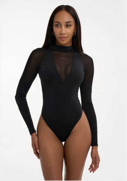 Free Australia-wide Shipping.  Best price worldwide with tracking
Emphasize your curves and exude confidence in the Bodysuit Mina. With its sleek, long sleeves and figure-hugging silhouette, this sexy ensemble is sure to turn heads. Dance with passion and grace, knowing you look and feel your best.
Removable cups
Snap button closure at the hem
Button closer at the neck
Made of premium biflex and mesh
String bottom