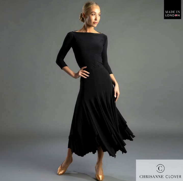 Chrisanne Clover ballroom skirt;Ballroom skirt for dance practice. Ballroom dance competition skirt.Ballroom performance skirt.Ballroom skirt free Australian shipping. Best price Chrisanne Clover skirt. Dancesport competition skirt. Ballroom skirt for waltz. Ballroom dancewear Australia. High-quality ballroom skirts