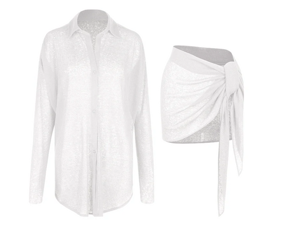 ZYM Lilies Two Piece Shirt & Skirt in Black or White 24064 | Casual Wear, Dance Practice, Day Wear Clothing