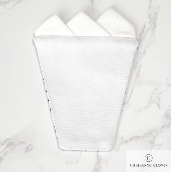 Chrisanne Clover Designer Hankie - Pocket Square Hankie for Ballroom Jacket & Tailsuits in White