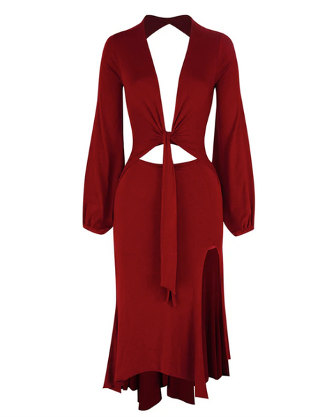 Free Australia-wide Shipping.  Best price worldwide with tracking.
Tie Dress moves gracefully, and it carries a richness and elegance that lingers in every detail. The relaxed sleeves flow gently around the arms, giving a subtle sense of movement. A delicate loop at the front waist adds charm, while the open-back cut softly reveals sculpted curves
