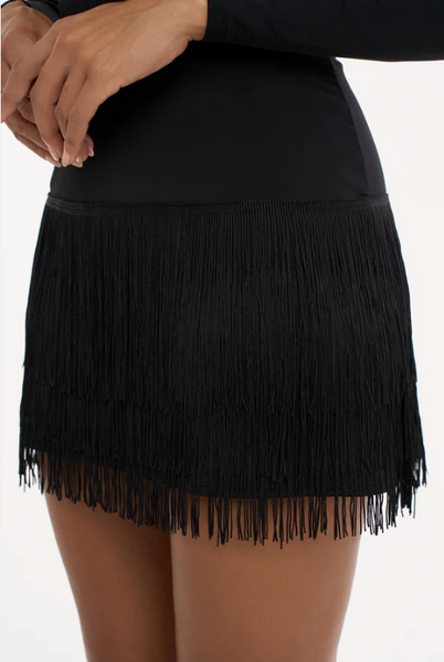 Latin Fringe Skirt "Cassandra" by Danza | Fringe Skirt with Built-in Briefs for Latin, Salsa & Samba Dance Practice, Performance & Competition | Party & Event Wear