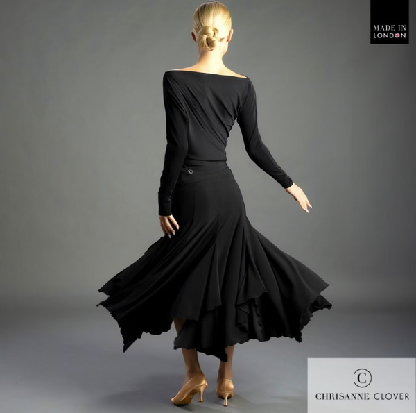 Chrisanne Clover ballroom skirt;Ballroom skirt for dance practice. Ballroom dance competition skirt.Ballroom performance skirt.Ballroom skirt free Australian shipping. Best price Chrisanne Clover skirt. Dancesport competition skirt. Ballroom skirt for waltz. Ballroom dancewear Australia. High-quality ballroom skirts