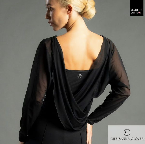 Free Australian shipping.  Worldwide delivery. Draping back elegant top. Chrisanne Clover ladies top. Ballroom dance top for women. Latin dancewear elegant top. Tango dance top for ladies. High-quality stretch dance top. Fitted ballroom dance top. Elegant dance top for performance. Chrisanne Clover ballroom dancewear. Stylish Latin dance top for women. Tango and evening wear top. Ballroom competition dance top. Ladies classy dancewear top. Chrisanne Clover elegant stretch top. Ballroom and Latin dance top