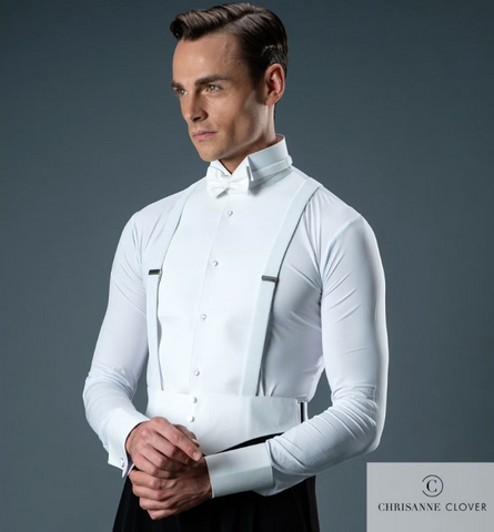 FREE AUSTRALIA-WIDE SHIPPING.  Best price worldwide
Mens Ballroom Competition Ballroom Bundle from Dancewear For You.
1 x Chrisanne Clover Mens Ballroom Competition Shirt in Black or White
1 x Chrisanne Clover Plastic Shirt Collar
1 x Chrisanne Clover Designer Velcro Bowtie
1 x Set of 2 Chrisanne Clover Collar Studs (gold or silver)
1 x Set of 4 Chrisanne Clover Classic Dress Studs  (Black/Gold, Black/Silver, White/Gold, White/Silver, Gold with Mother of Pearl, Silver Pearl)