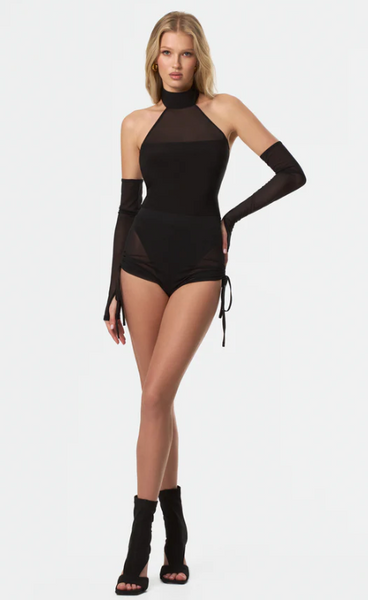 Bodysuit Adriana Bodysuit Including Miranda Mesh Sleeves | Halter Style Bodysuit for Ballroom & Latin Dance Practice, Performance & Shows | Evening Wear & Party Outfit