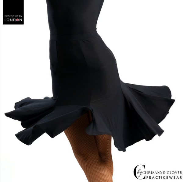 Chrisanne Clover Neptune Latin Dance Skirt - Stretch Latin Dance Skirt with Kick Flare Design for Dance Practice, Performance, Social Dancing & Competitions