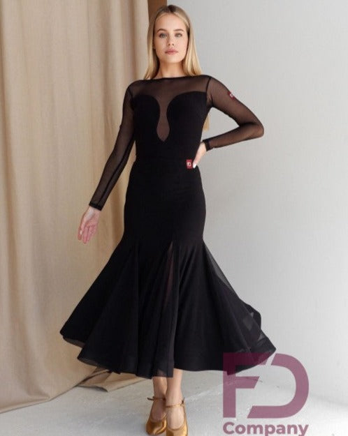 Free Australia-wide shipping with tracking.  Best price worldwide.  Elegant Ballroom Dance Skirt with six panels with stretch mesh inserts, stretch stitched waist band and finished with 5cm crinoline hem for a very classy look.   Made with Stretch Crepe & Mesh.
