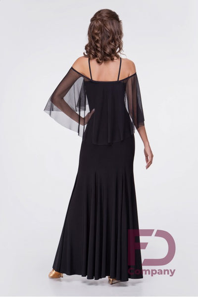 Free Australia-wide shipping.  Best price worldwide with tracking.  Eye Catching, Elegant Ballroom Dress with beautifully draping mesh cape to emphasise your movements.  Stretch Crepe fabric for a modern, close-fitting silhouette, with plenty of movement in the skirt.  Thin straps and scooped back give a classy look to this versatile ballroom dress.   Perfect for practice, performance, DanceSport and social dancing or evening wear.