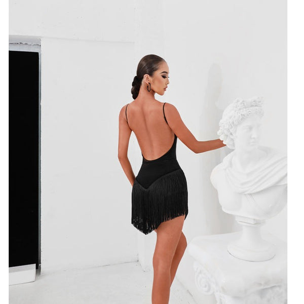 ZYM The Bodysuit 2212 in Black | Shoestring Straps, Low Back Bodysuit with Snap Closure & Built-In Bra for Dance Practice & Shows