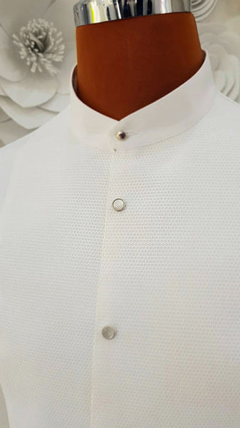 Free Aust-wide shipping.  Best price worldwide with tracking.  Made in Italy this stylish, stretch body shirt comes with built-in pants.  Avail in white or black and white.  The perfect partner for your Alfa Fashion Ballroom Tail Suit.    Available in collar sizes 35cm to 45cm.  Made using exclusive B-stretch fabric - Breathable, quick drying fabric.