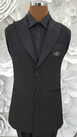 Free Aust-wide shipping.  Best price worldwide with tracking.  Made in Italy & shipped to your door at the best price guaranteed from Dancewear For You.  This stylish & versatile Mens Vest with Satin Collar will be the new show piece for your dance wardrobe.  Single breasted vest with jacket cut crafted using the finest Italian fabrics.  Pair with Alfa Fashion Trousers & shirt for performance, medals, DanceSport