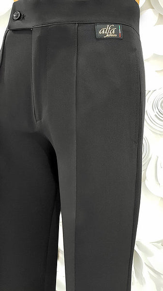 Free Aust-wide shipping.  Best price worldwide with tracking.  Made in Italy with amazing quality B-Stretch fabric for unique comfort, with pockets and without pleats.  Perfectly tailored by Italy's specialist mens dancewear tailor, Alfa Fashion, for practice, performance and DanceSport Competition.  Avail in black.