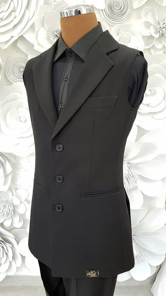 Free Aust-wide shipping.  Best price worldwide with tracking.  Made in Italy & shipped to your door at the best price guaranteed from Dancewear For You.  This stylish & versatile Mens Vest with Satin Collar will be the new show piece for your dance wardrobe.  Single breasted vest with jacket cut crafted using the finest Italian fabrics.  Pair with Alfa Fashion Trousers & shirt for performance, medals, DanceSport