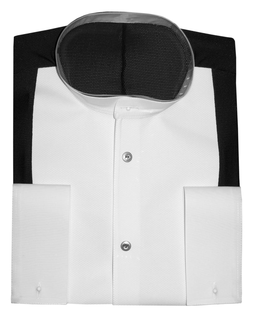 DSI Mens Luxury Ballroom Competition Bundle 4089 | Mens Black & White Ballroom DanceSport Competition Body Shirt with Accessories | Mens Stretch Bodysuit Formal Shirt with Accessories