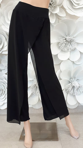 Free Australia-wide shipping.  Best price worldwide with tracking.  Quality ladies trousers made using exclusive B-Stretch Fabric with elegant georgette crossover panel.  Perfect for special evenings out, dance performance & practice.
