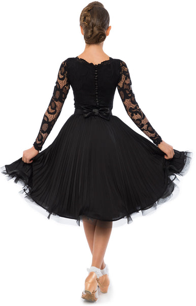 sasuel girls juvenile ballroom dance dress with leotard with lace sleeves and skirt with organza and satin and crinoline hem from dancewear for you australia