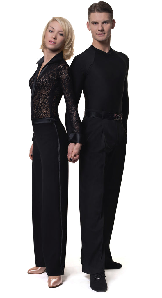 RS Atelier Olga Satin Edge Dance Practice Trousers | Stretch, Wide Leg Fashion Pants with Satin Details