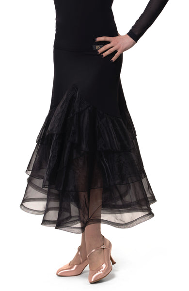 rs atelier black ballroom dance skirt with organza from dancewear for you australia