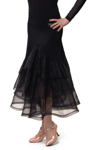 rs atelier black ballroom dance skirt with organza from dancewear for you australia
