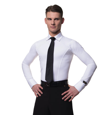 Free Australia-wide Shipping.  Best price worldwide with tracking.
The perfect shirt for practice or performance.  Ideal for Medals & DanceSport paired with pants and a vest. Similar to the Daniele Ballroom Shirt, this shirt features slimming darts and a slimmer fit - full bodysuit for the perfect, professional look paired with any Ballroom dance pants. Available in Black or White.
