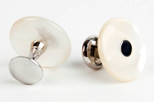 DSI 4505 Luxury Front and Back Studs with Mother of Pearl | Collar Studs for Formal Shirt Collar Attachement