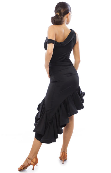 Free Australian Shipping - Best Price Worldwide.
Stunning Latin Dance Dress with asymmetric design, draped neckline, full latin frill with crinoline hem.  Perfect for Latin or Tango practice, performance or competition. This exquisite dress is made to order and we are unable to exchange or return.  Simply send an email if you need assistance with sizing.