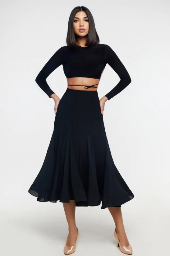 SALE Ballroom Skirt "Rikki" by Danza Midi to Maxi Length Ballroom Dance Skirt for Practice, Performance, Dance Medals & DanceSport Competition