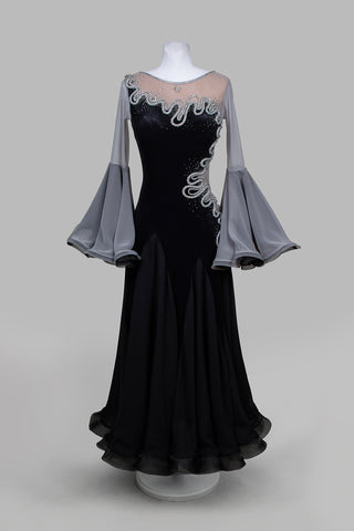 EM Light - Silver Waves Ballroom Competition Dress