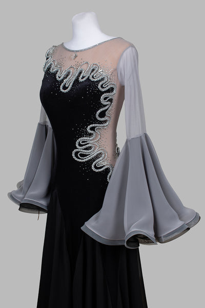 EM Light - Silver Waves Ballroom Competition Dress