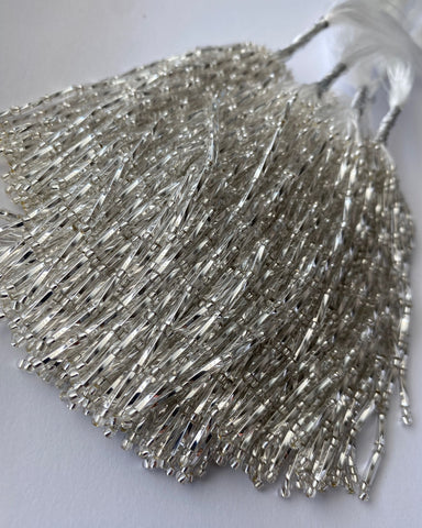 Bugle Bead Dropper Bunch Silver Twisted