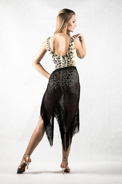 dancebox sleeveless liquid silk jersey stretch leotard with low back and animal print from dancewear for you australia