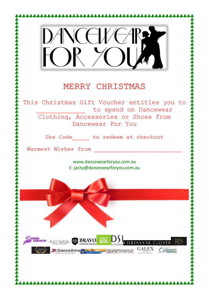 Christmas Dancewear Gift Vouchers from Dancewear For You