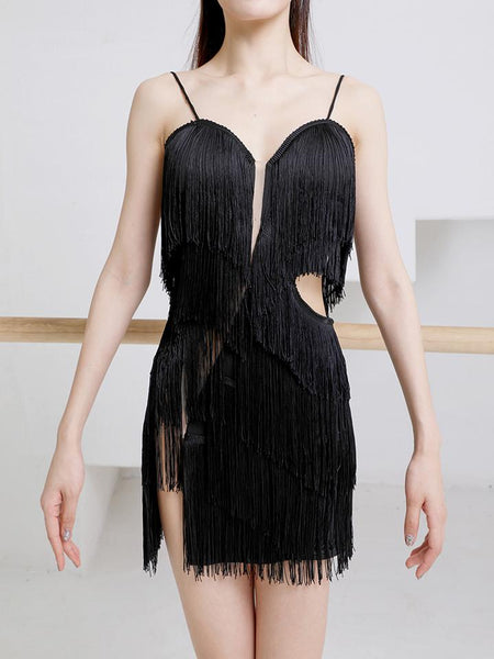 Free Australia-wide Shipping - safe & secure with tracking.  Personal Service.  Complete Zym Dance Style Range Available.  Best Price Guaranteed.  The Body Twist Fringe Dress features a high-waist cut out and layered fringe details for tonnes of movement.  Includes bodysuit with snap closure and integrated bra. 