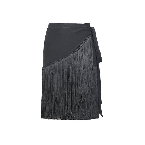SALE ZYM Wrap Fringe Skirt #2028 Black or Leopard