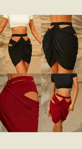 Free Australia-wide Shipping - fast & secure worldwide with tracking.  Personal Service.  Complete Zym Dance Range Available.  Best Price Guaranteed.  Best-selling Latin Skirt. The cut-out waist design provides a unique and eye-catching detail, while the cowl draping adds a touch of elegance and sophistication. Made from high-quality, stretchy fabrics